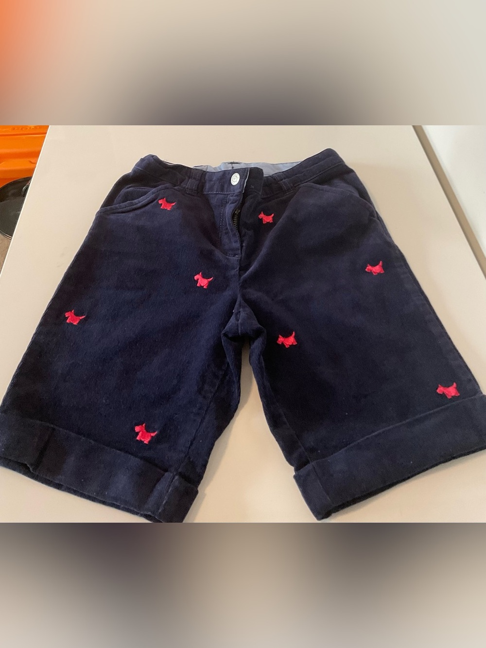 Talbots Kids Navy Shorts with Pink Dog Embroidery Size 7